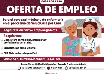 REALIZAN CONTRATACIÓN DE PERSONAL MÉDICO Y DE ENFERMERÍA PARA EL PROGRAMA “SALUD CASA POR CASA”