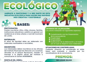 INVITA INSTITUTO DE LA JUVENTUD DE LORETO A PARTICIPAR EN CONCURSO NAVIDEÑO SOSTENIBLE “TU ARBBOLITO ECOLÓGICO”