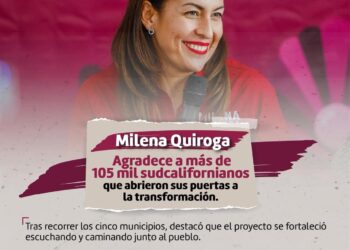MILENA QUIROGA AGRADECE A MÁS DE 105 MIL SUDCALIFORNIANOS QUE ABRIERON SUS PUERTAS A LA TRANSFORMACIÓN
