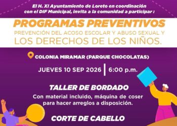 SMDIF FORTALECE ACCIONES PREVENTIVAS Y ACERCA SERVICIOS GRATUITOS A LAS FAMILIAS DE LORETO